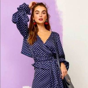 Finders keepers polka dot wrap top long sleeve